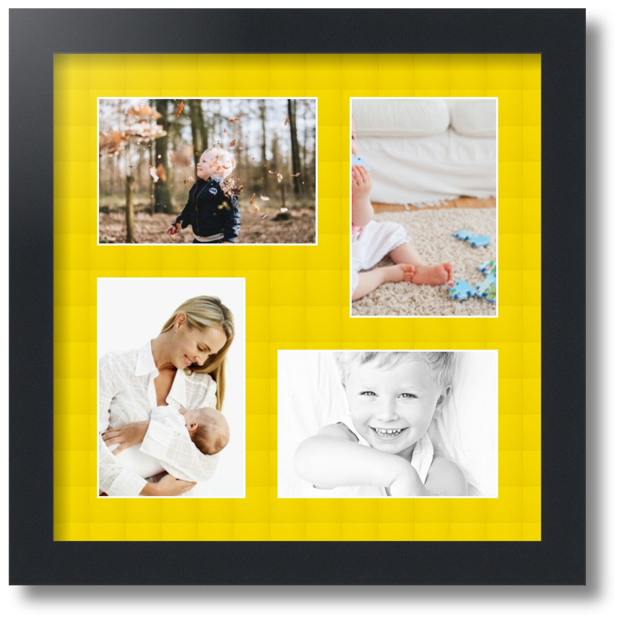 ArtToFrames Collage Photo Picture Frame with 4 - 4x6 inch Openings, Framed in Black with Over 62 Mat Color Options and Regular Glass (CSM-3926-178)